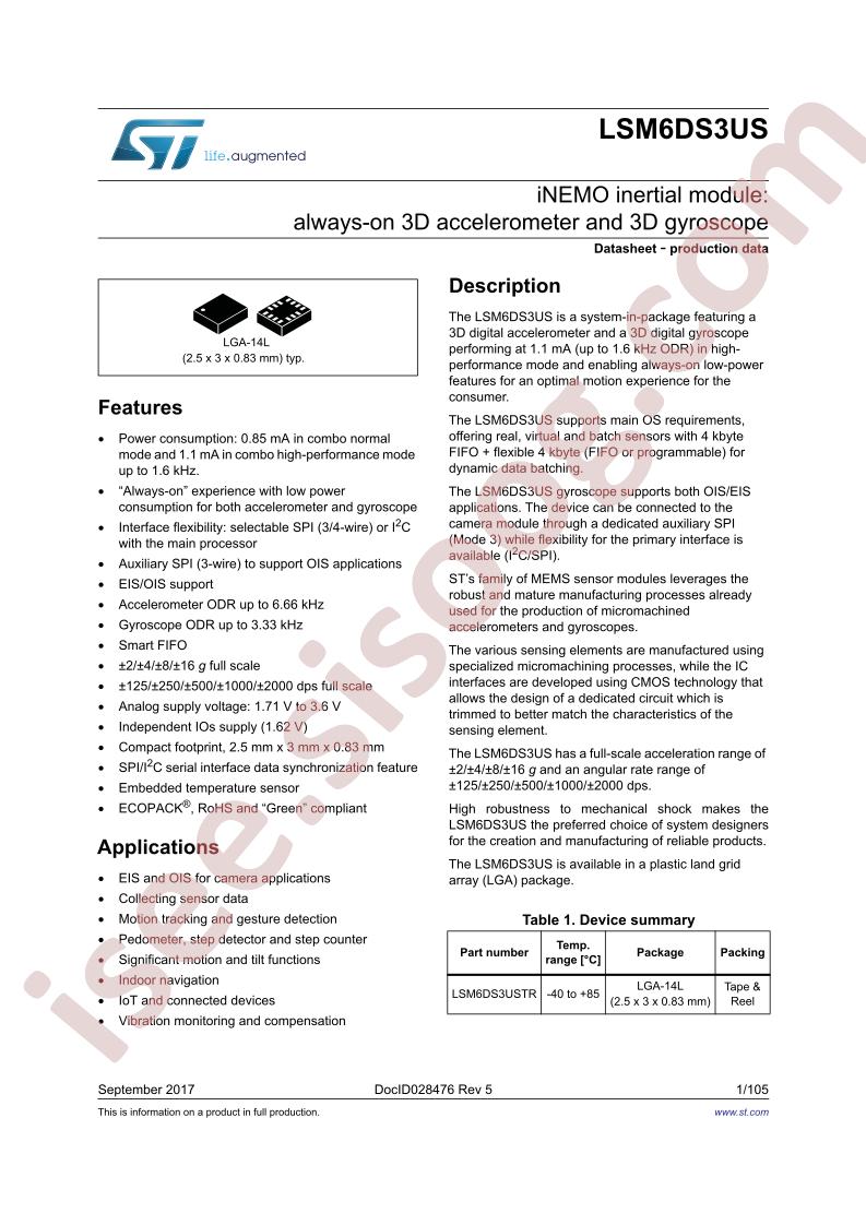 LSM6DS3US Datsheet
