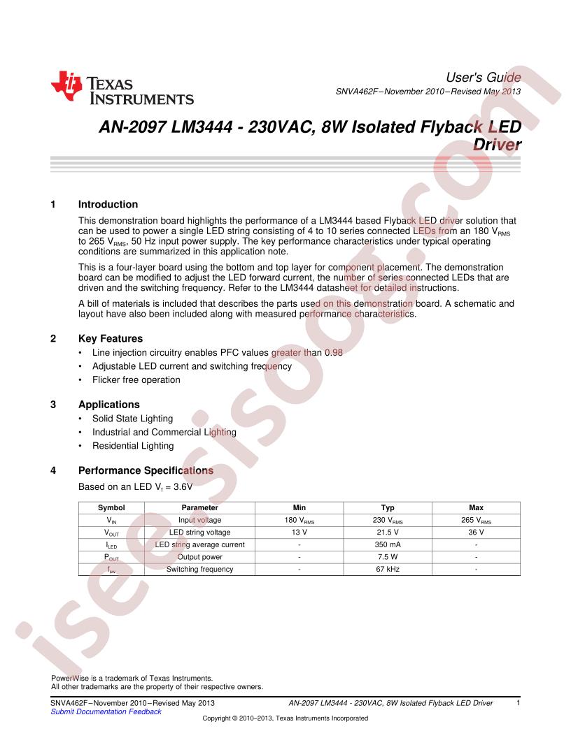 LM3444 - 230VAC, Flyback Driver (AN-2097)