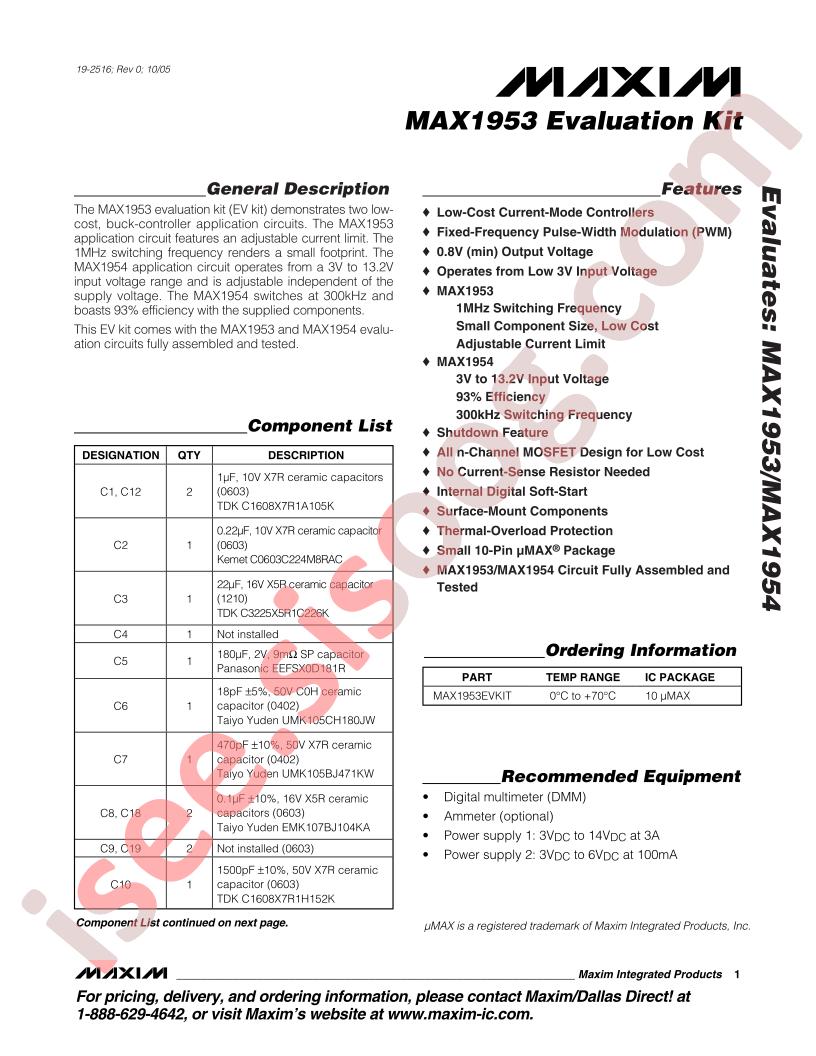 MAX1953 Eval Kit