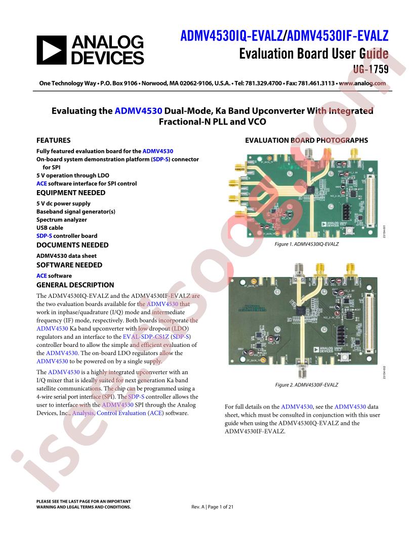 ADMV4530IQ-EVALZ,  ADMV4530IF-EVALZ Guide