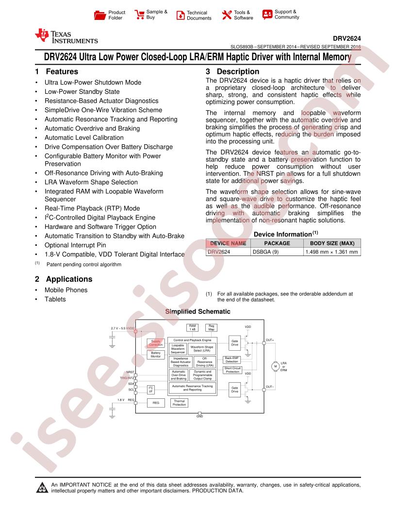 DRV2624 Datasheet
