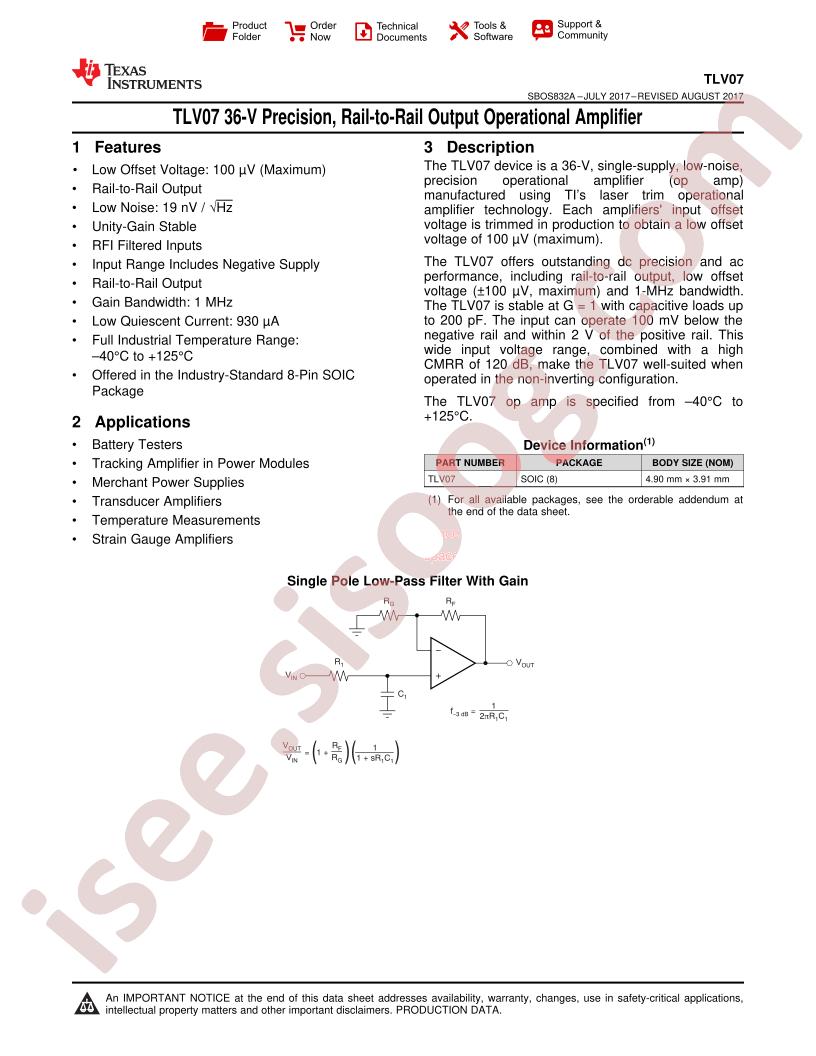 TLV07 Datasheet