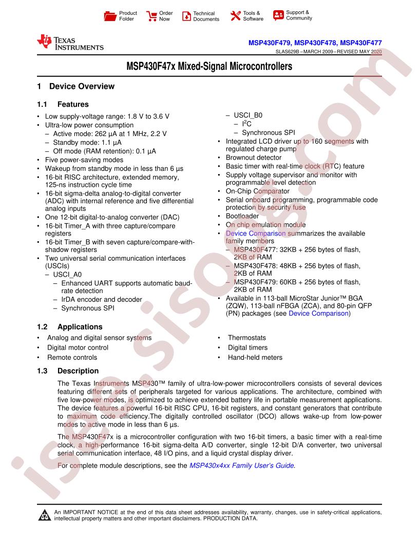 MSP430F47x Datasheet