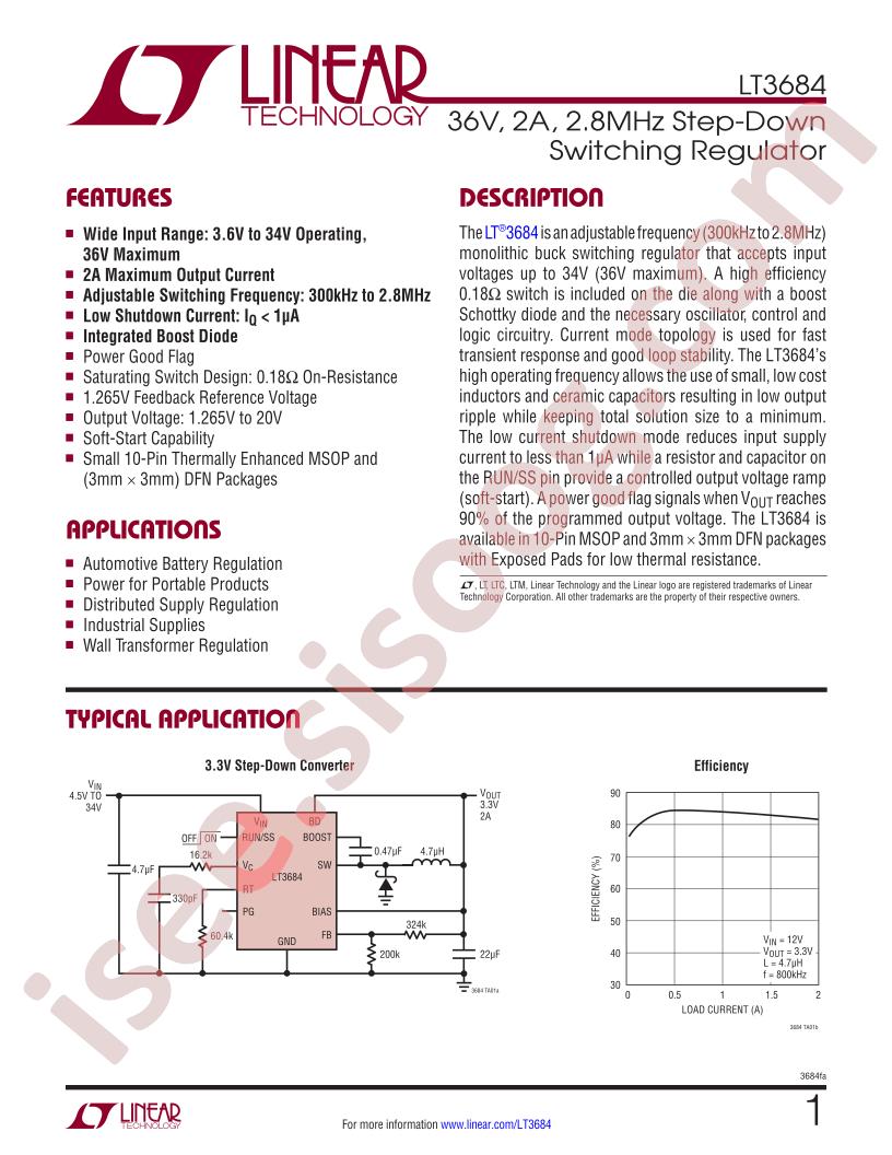 LT3684 Datasheet