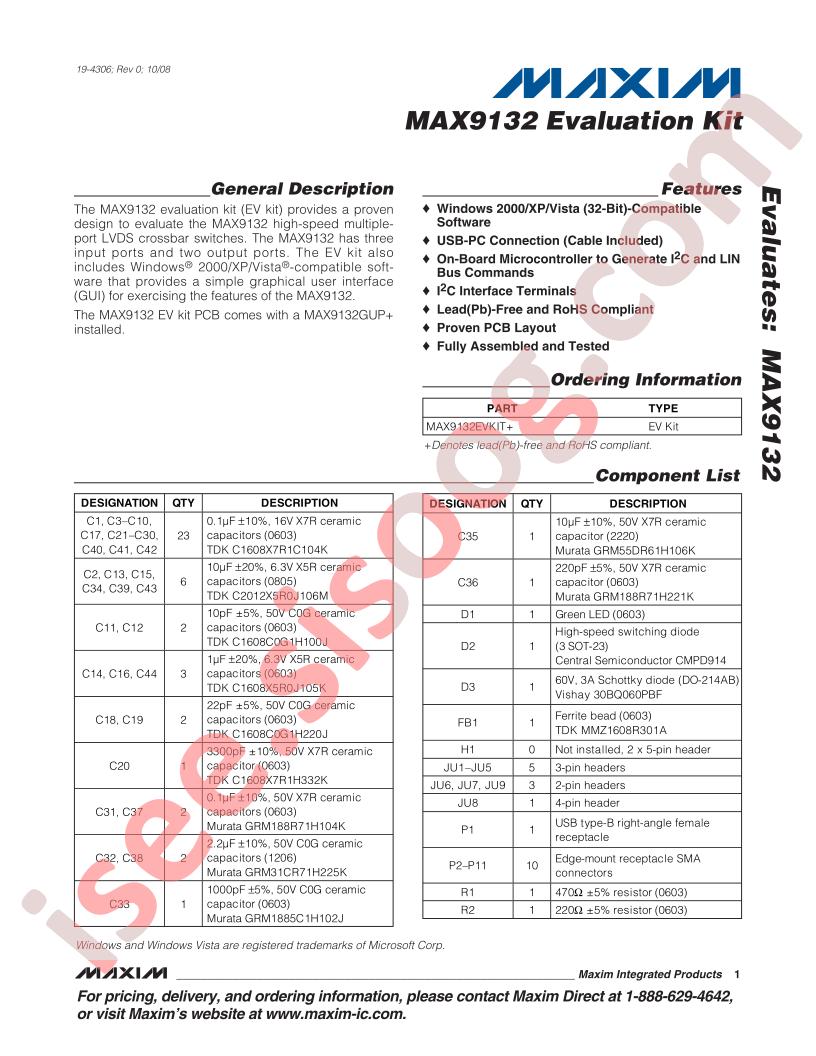 MAX9132 Eval Kit