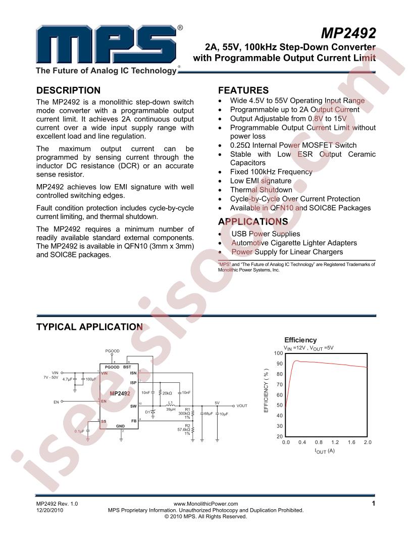 MP2492 Datasheet