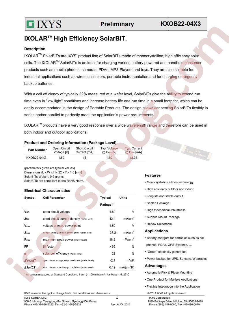 KXOB22-04X3 Preliminary