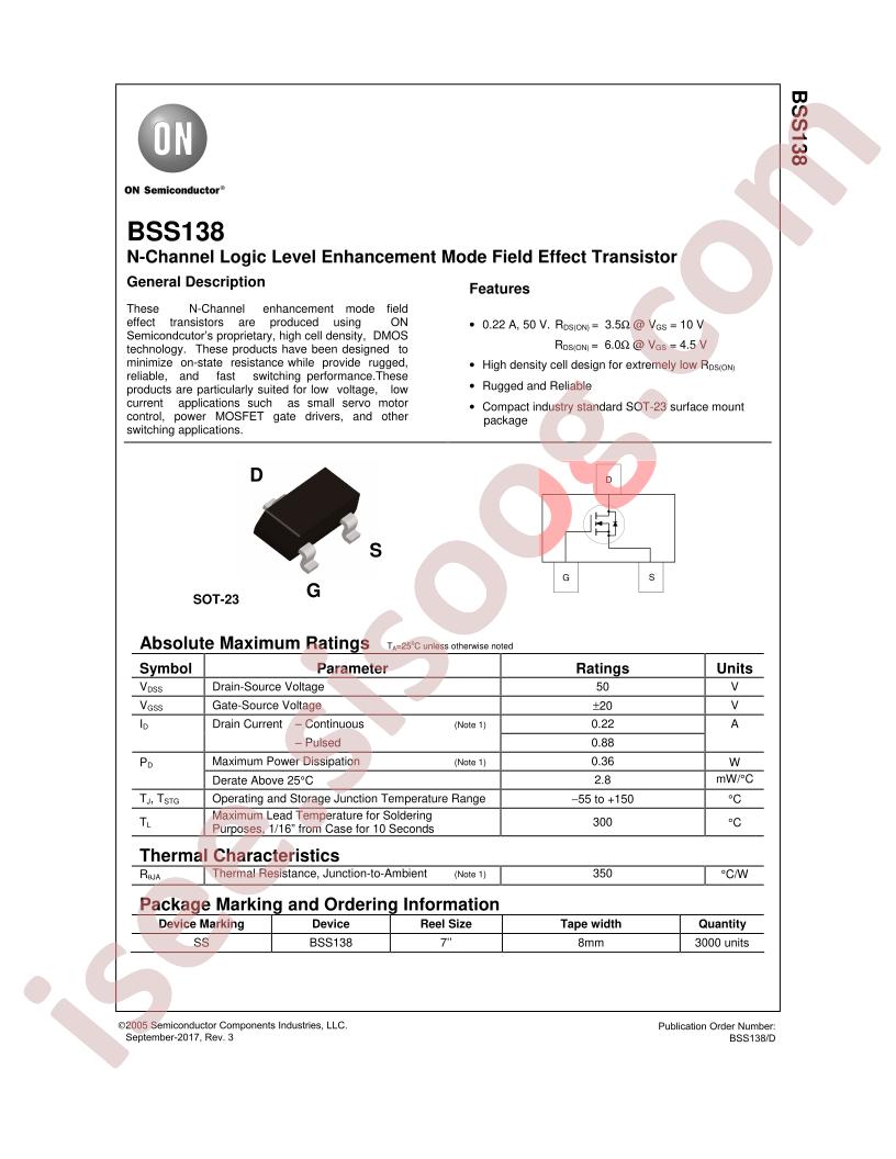 BSS138 Datasheet