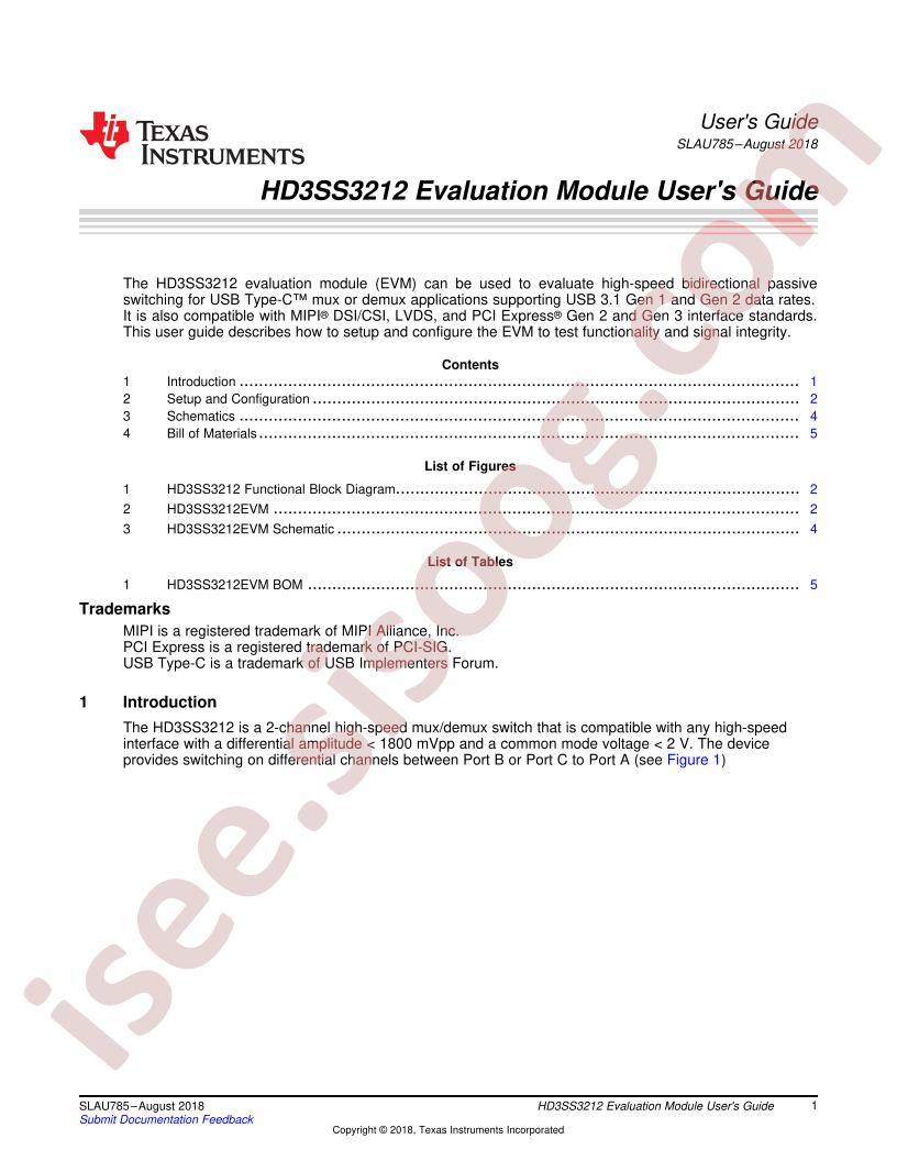 HD3SS3212xEVM User Guide