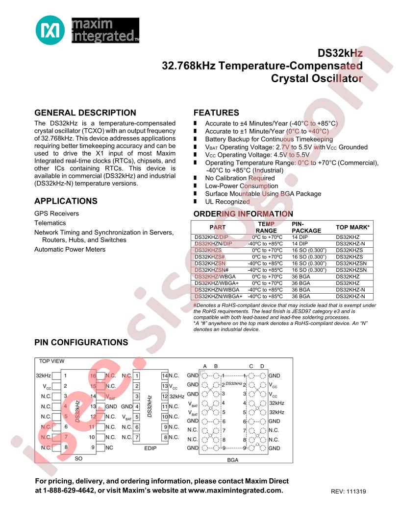 DS32kHz Series Datasheet