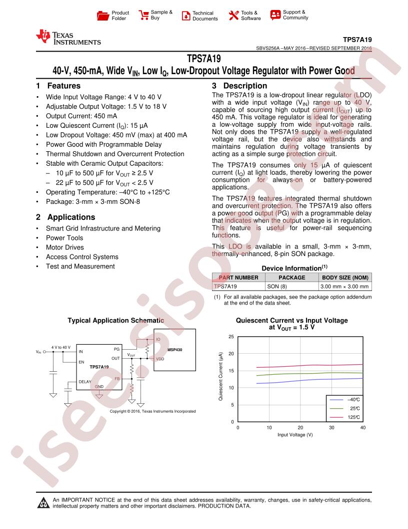 TPS7A19 Datasheet