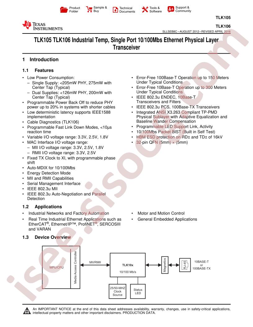 TLK105, TLK106 Datasheet