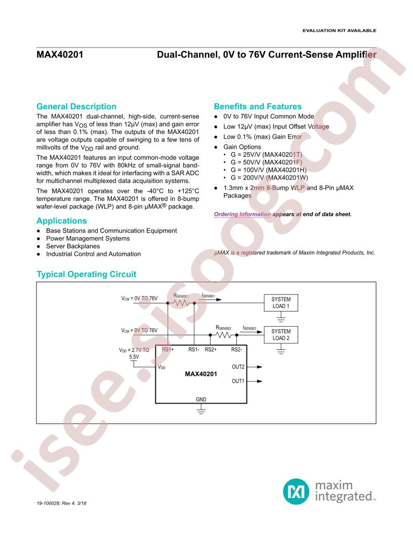 MAX40201 Datasheet
