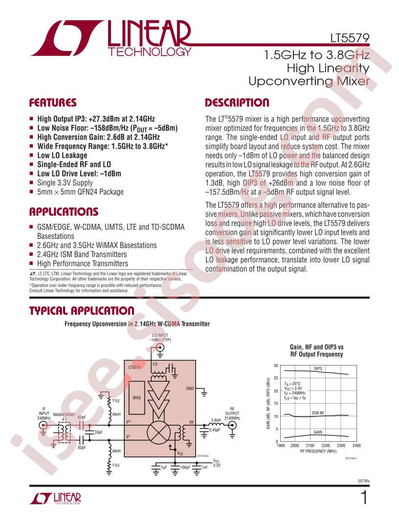 LT5579 Datasheet