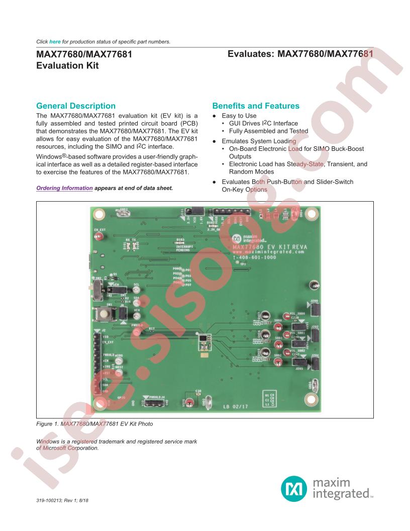MAX77680EVKIT - MAX77681EVKIT
