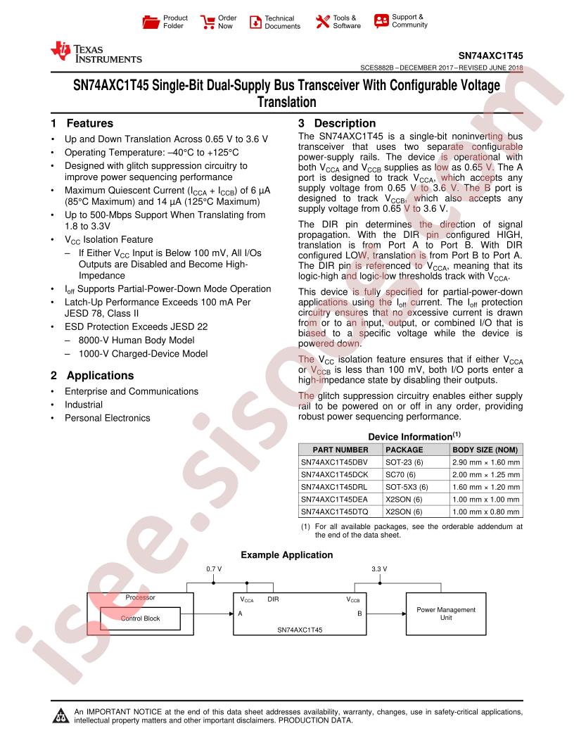 SN74AXC1T45 Datasheet