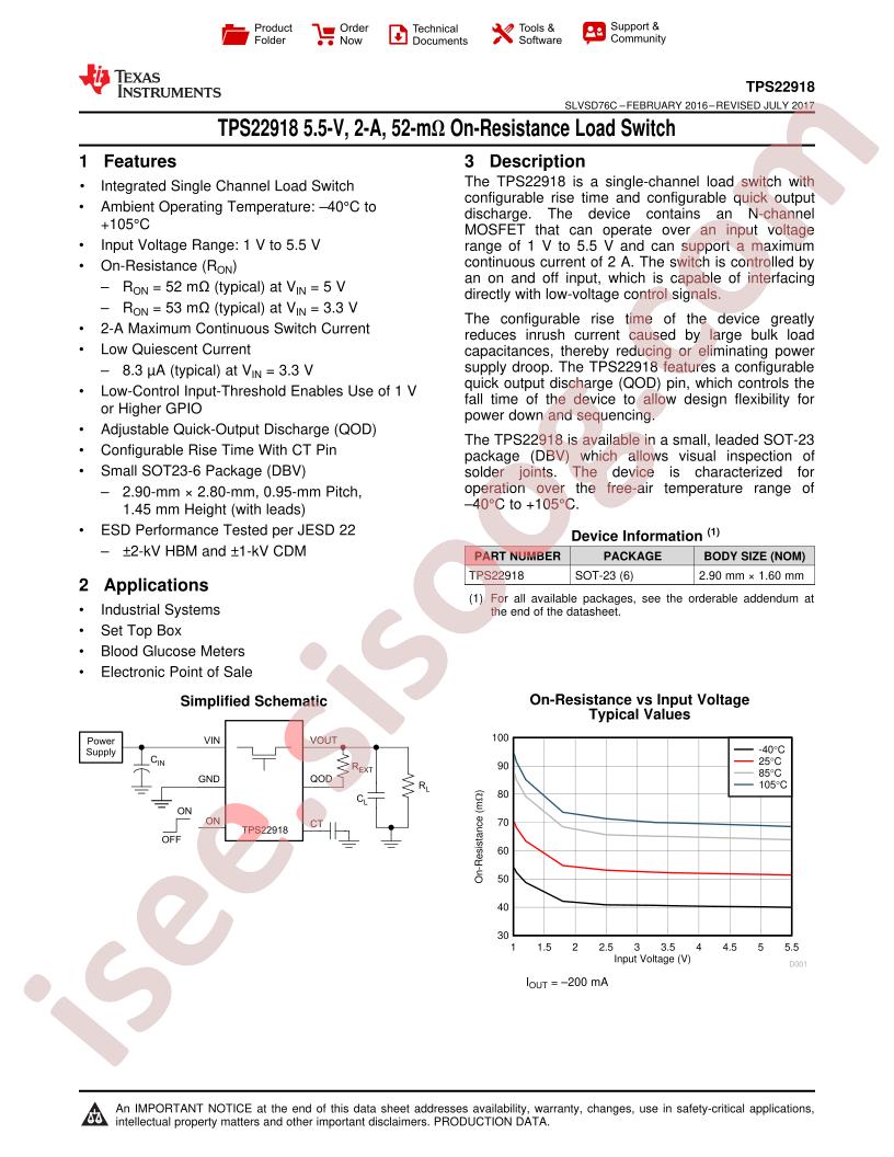 TPS22918 Datasheet