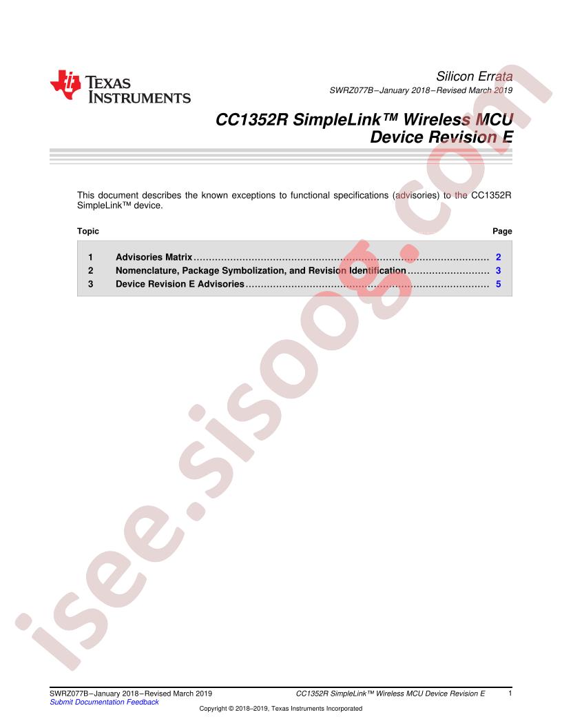 CC1352R Errata
