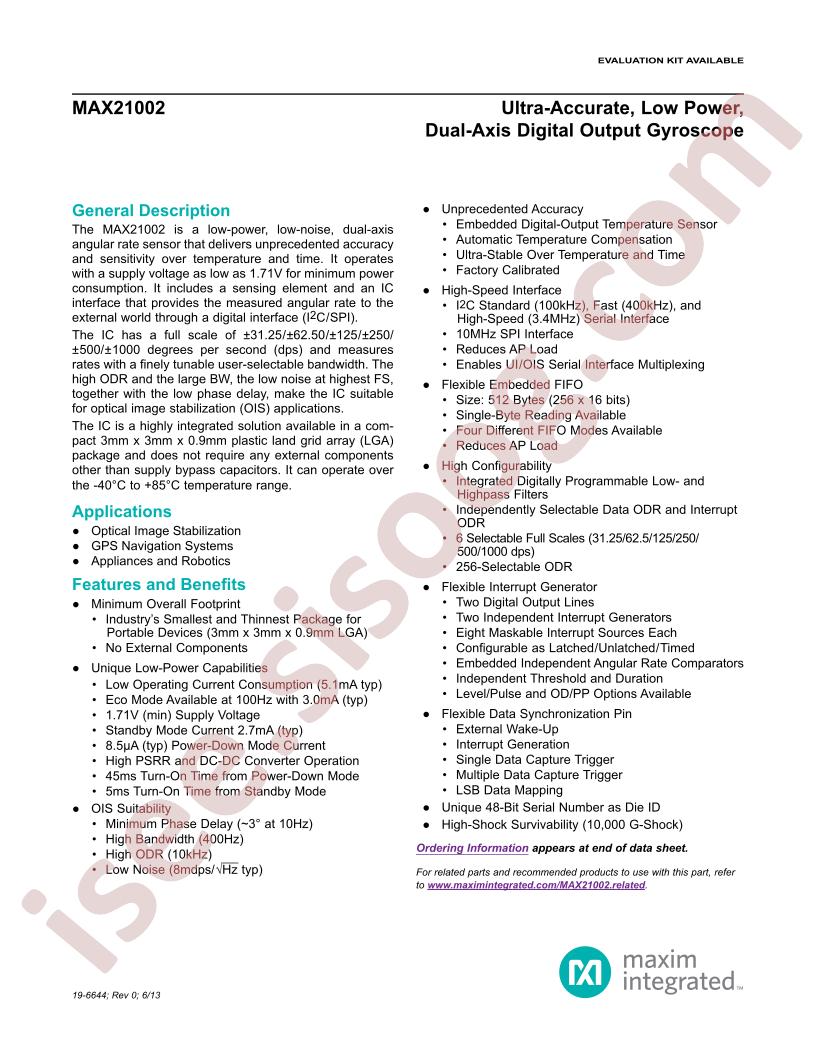 MAX21002 Datasheet