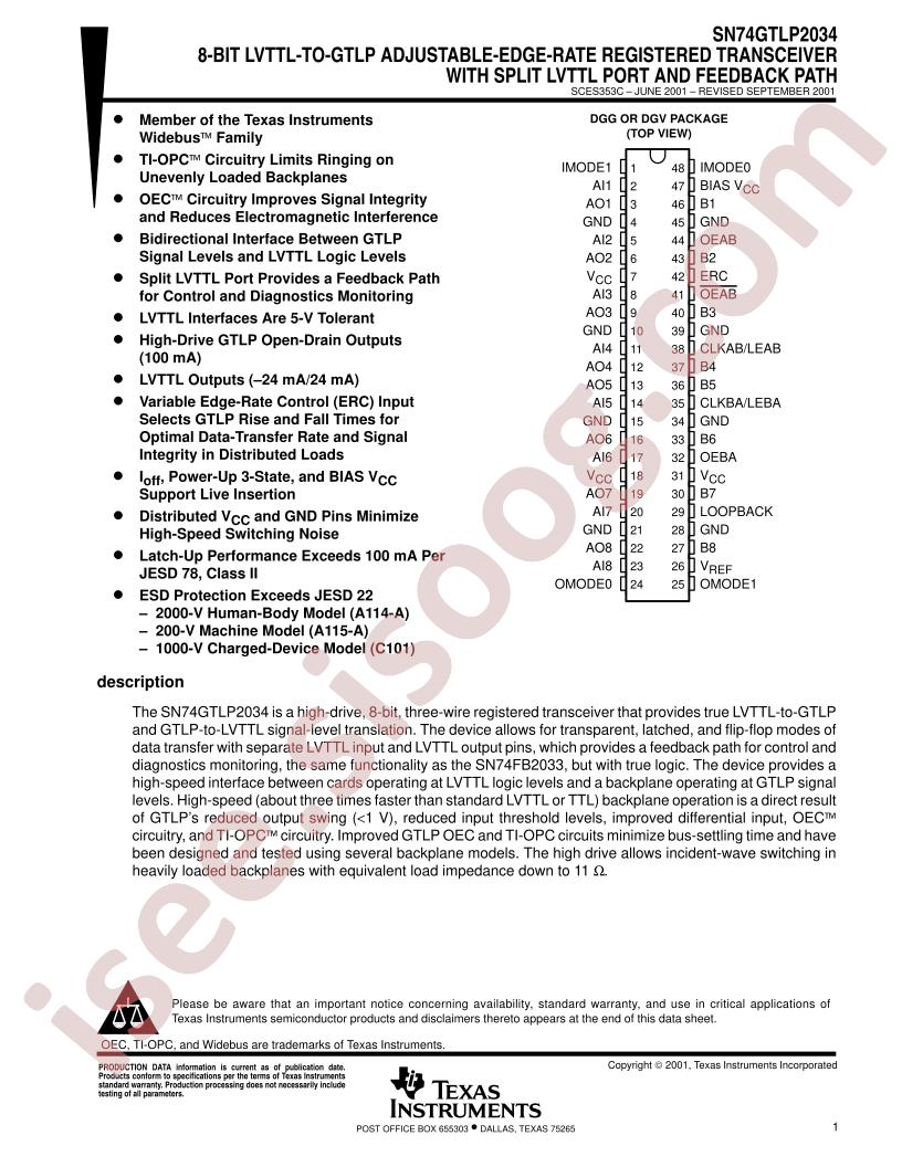 SN74GTLP2034