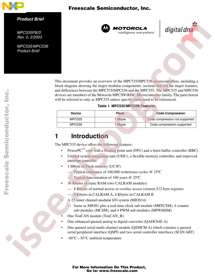 MPC535 Prod Brief