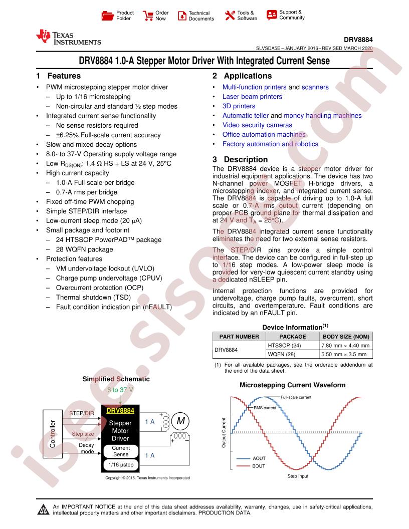 DRV8884 Datasheet