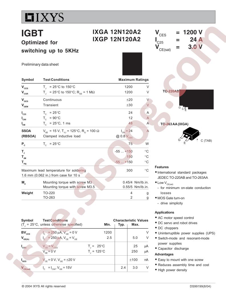 IXG(A,P)12N120A2
