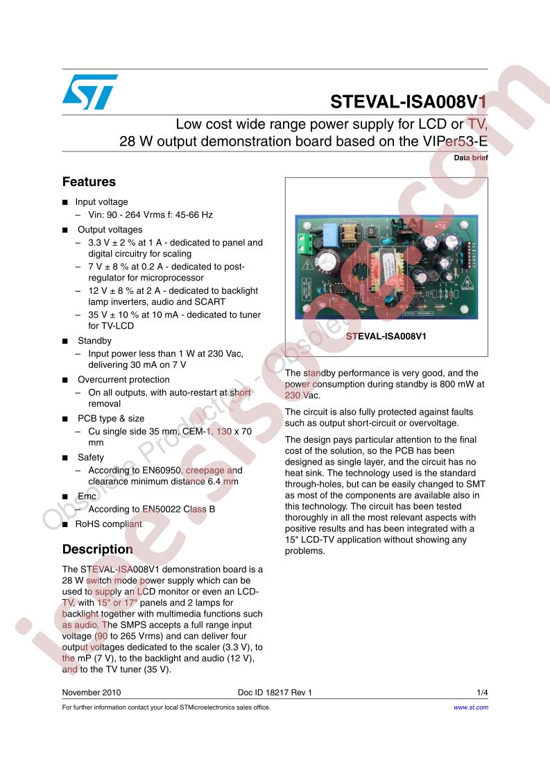 STEVAL-ISA008V1 Data Brief