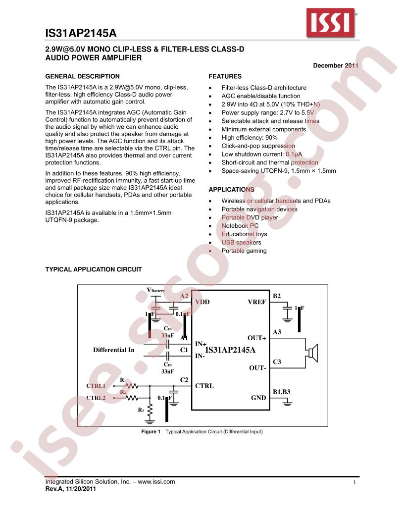 IS31AP2145A Datasheet