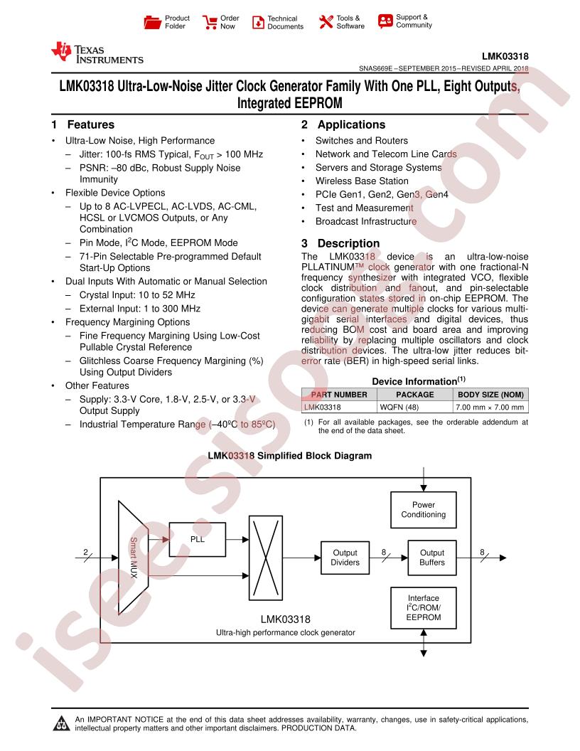 LMK03318 Datasheet