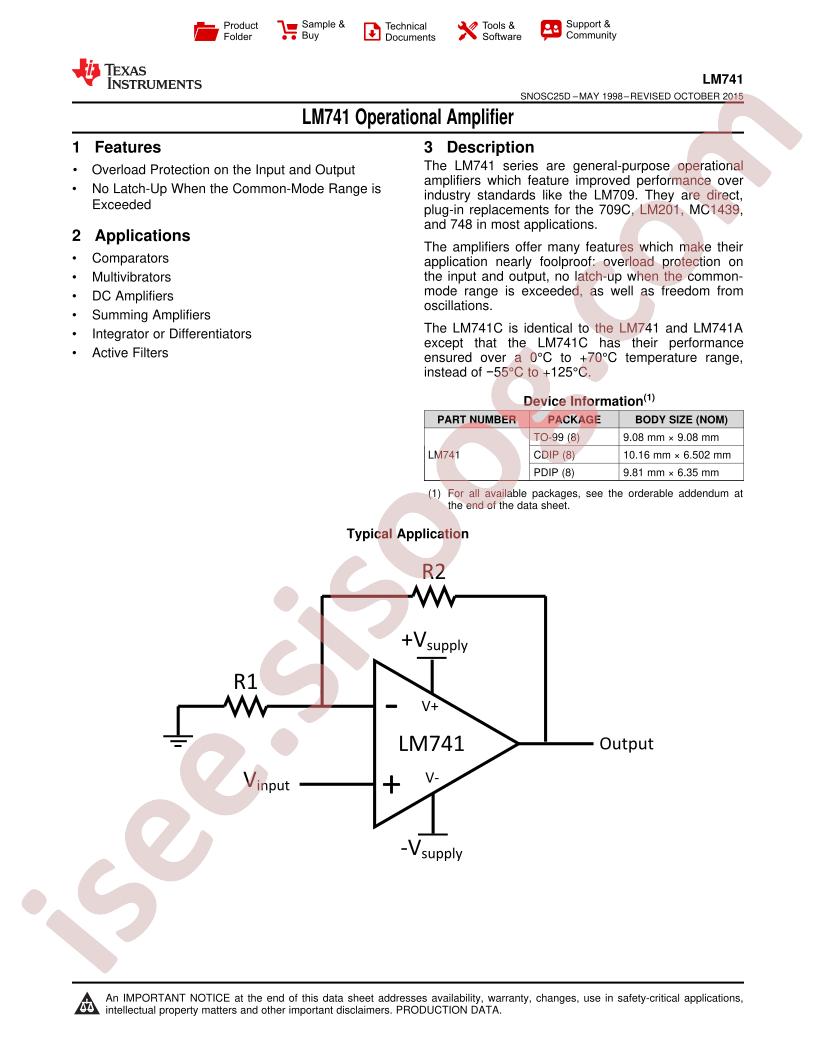 LM741 Datasheet