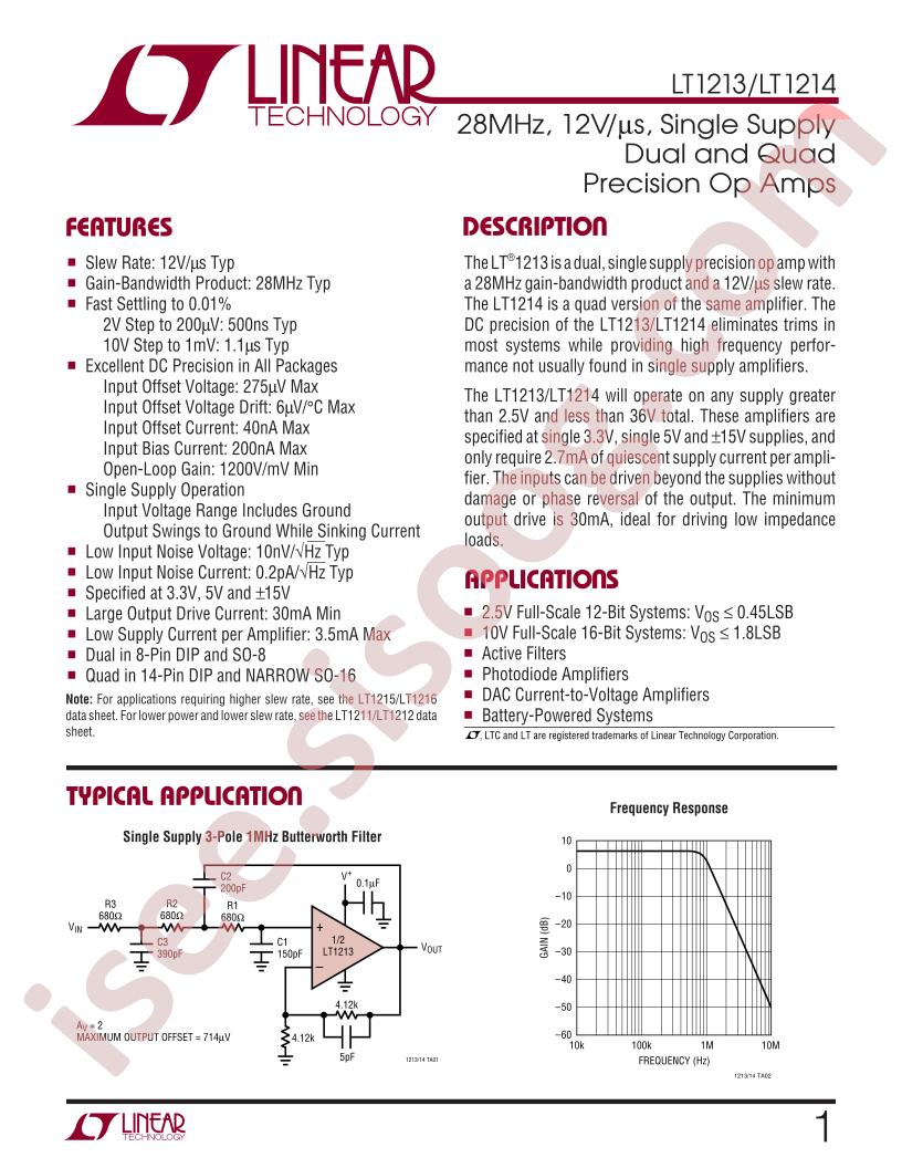 LT1213, LT1214 Datasheet