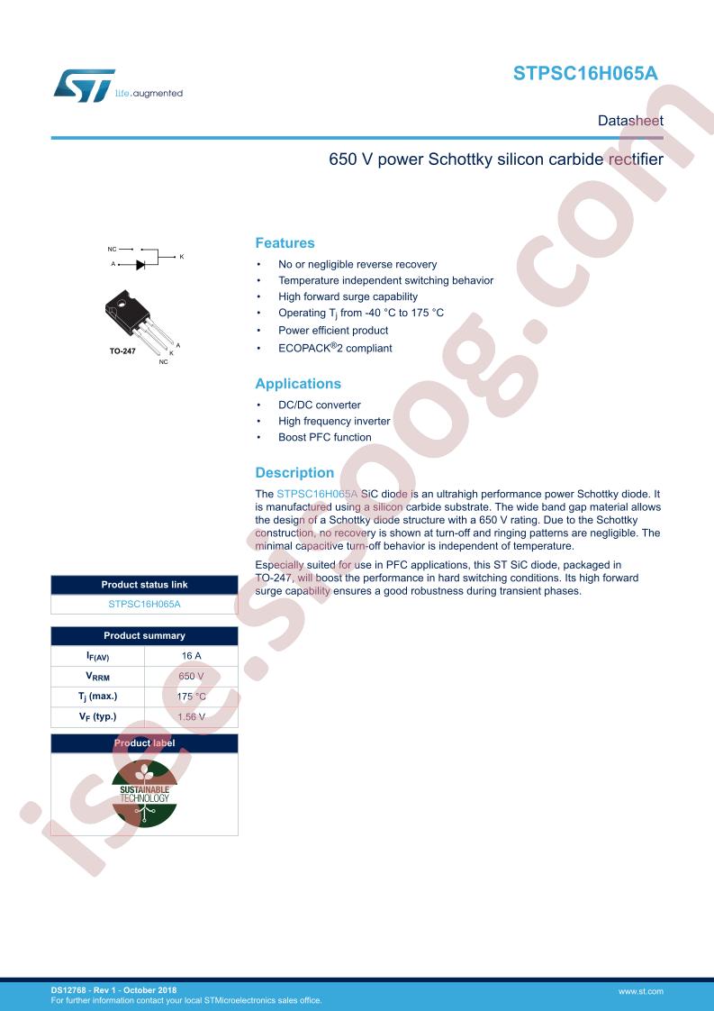 STPSC16H065A Datasheet