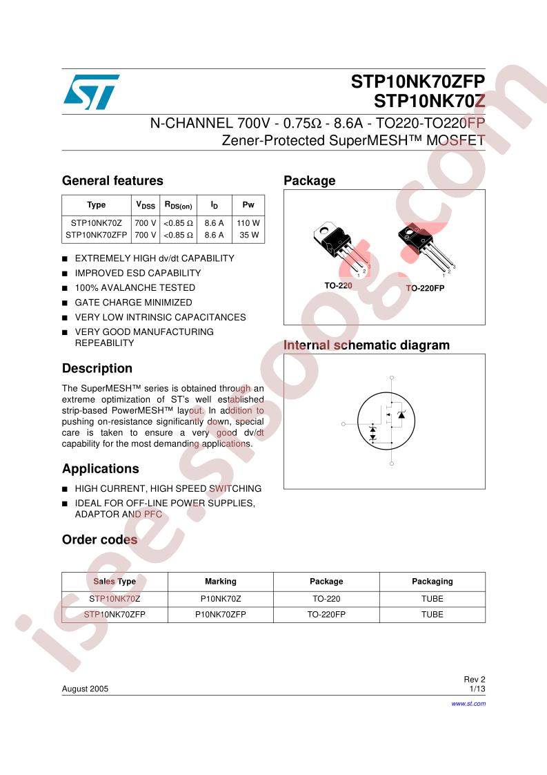 STP10NK70Z(FP)