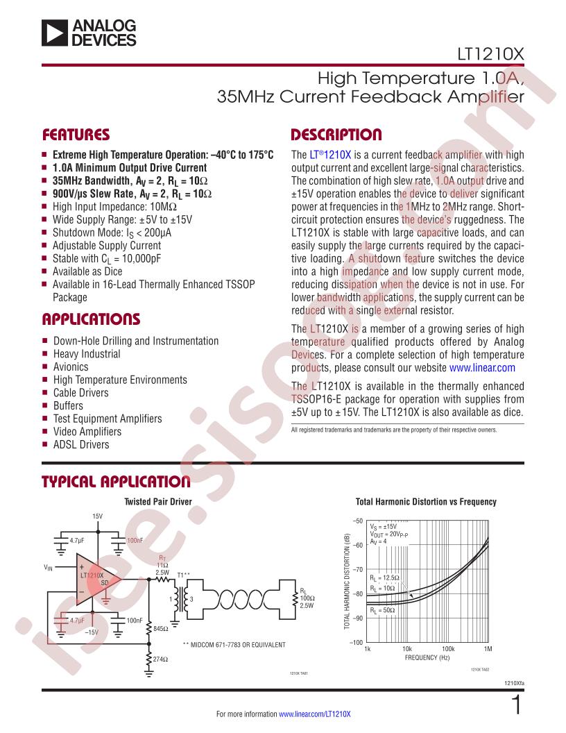 LT1210X Datasheet
