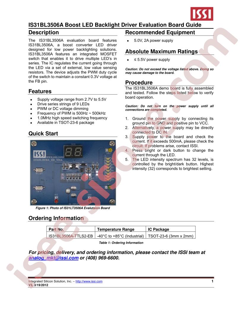 IS31BL3506A Eval Brd Guide