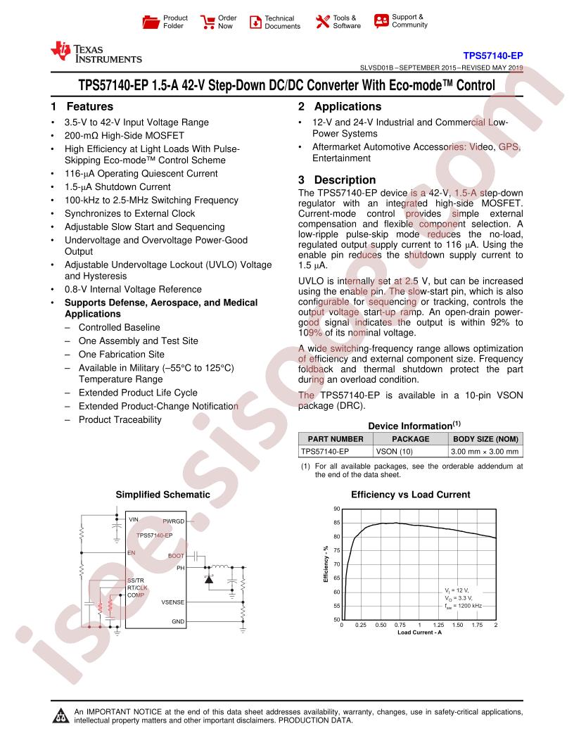 TPS57140-EP Datasheet