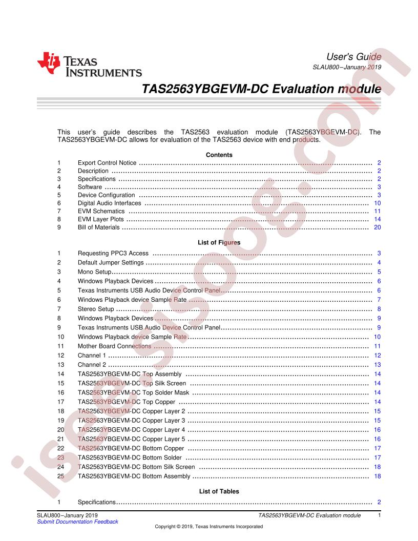 TAS2563YBGEVM-DC User Guide