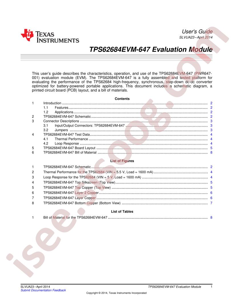 TPS62684EVM-647 User Guide