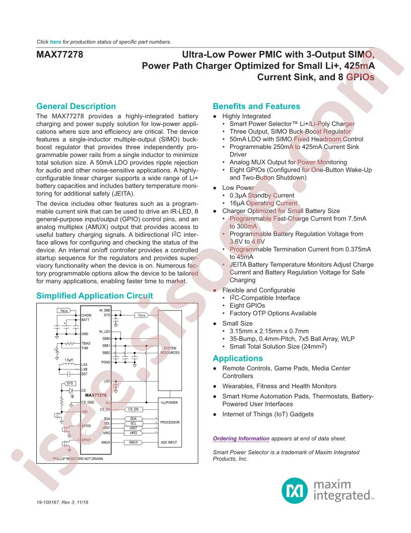 MAX77278 Datasheet