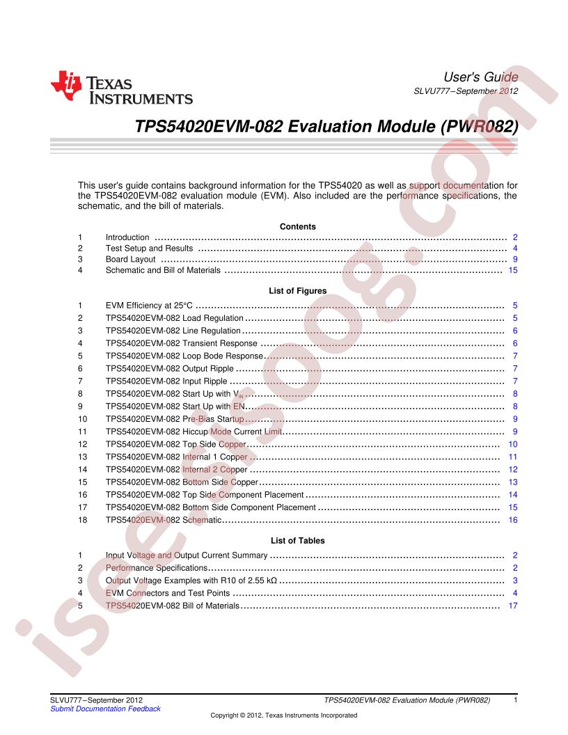 TPS54020EVM-082 User Guide