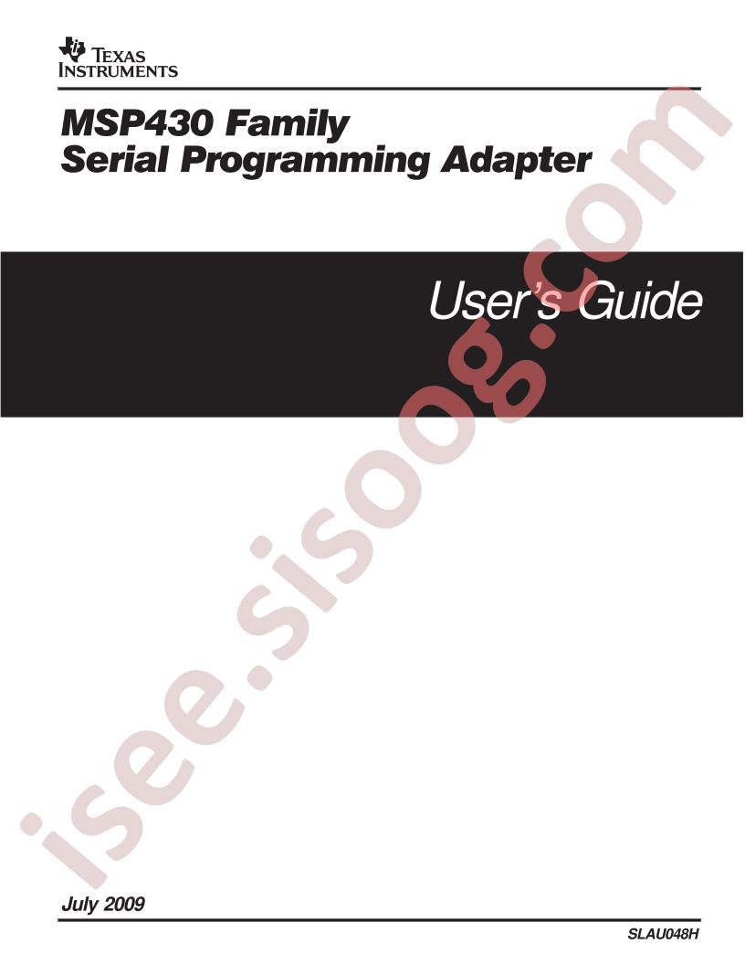 MSP430 Family Serial Programming Adapter