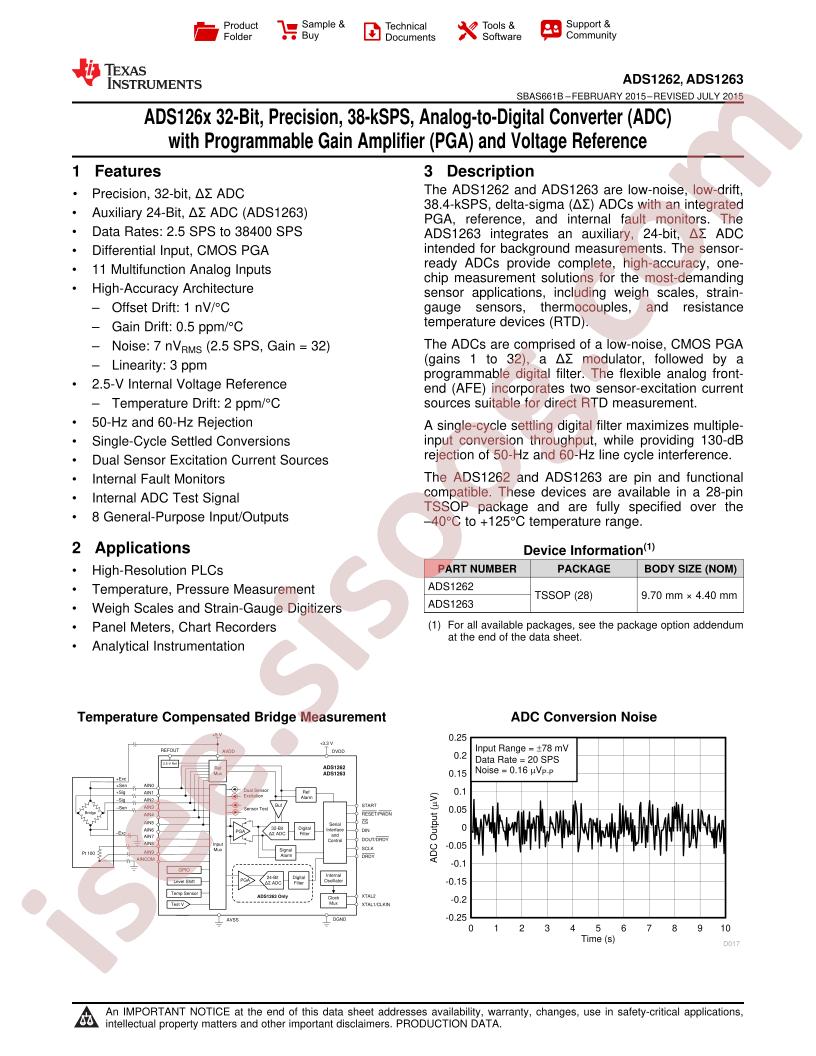 ADS1262,ADS1263 Datasheet