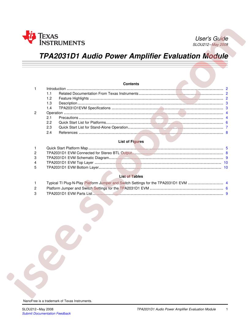 TPA2031D1 Guide