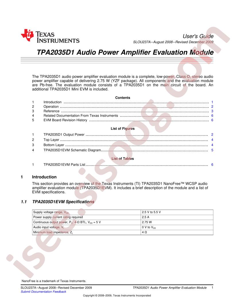 TPA2035D1 User Guide