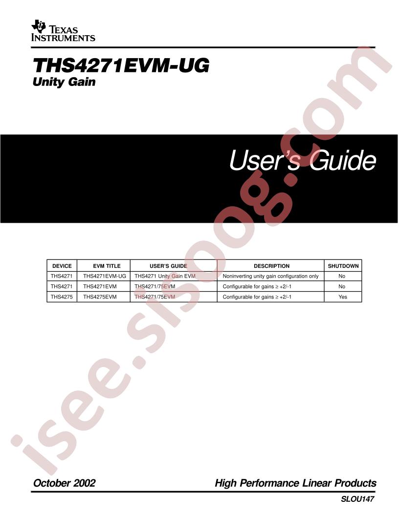 THS4271EVM-UG User Guide