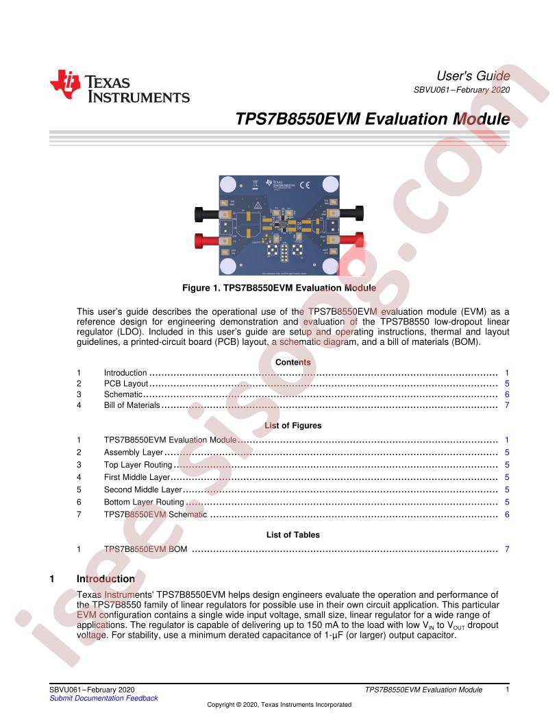 TPS7B8550EVM User Guide