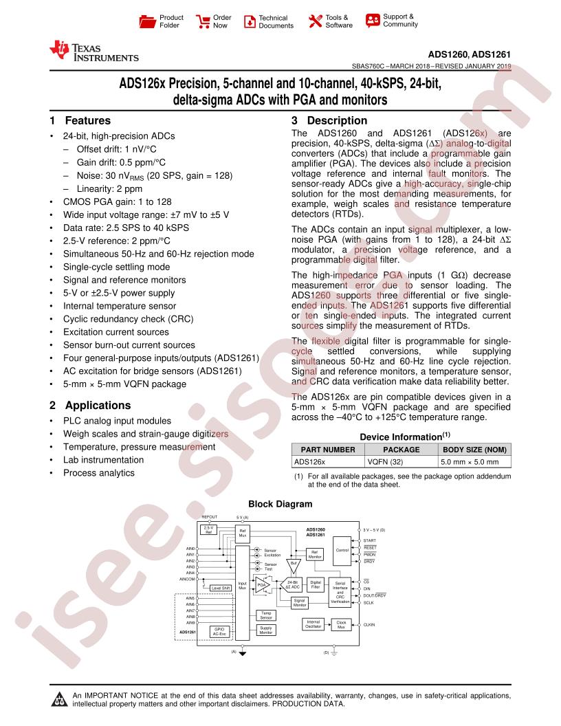 ADS1260, ADS1261 Datasheet