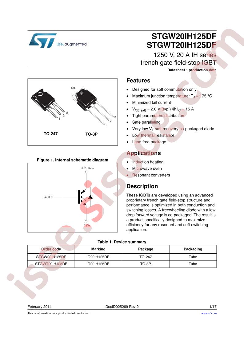 STGW(T)20IH125DF