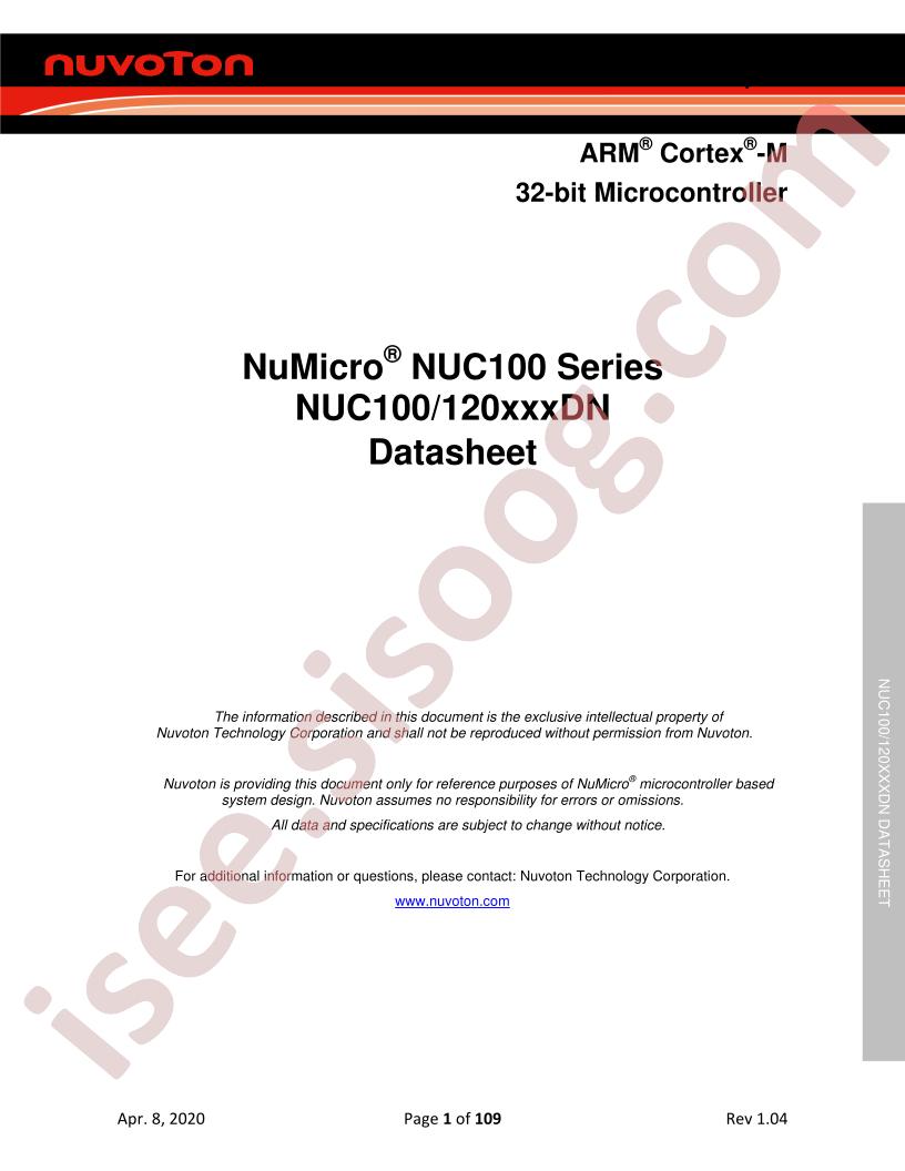 NUC100/120yyyDN Datasheet